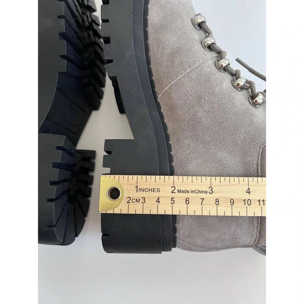 Marc Fisher MLNairy Grey Suede Shearling Ankle Boot‎ SZ 8M Biker Lugg Wool $250 - Picture 15 of 16